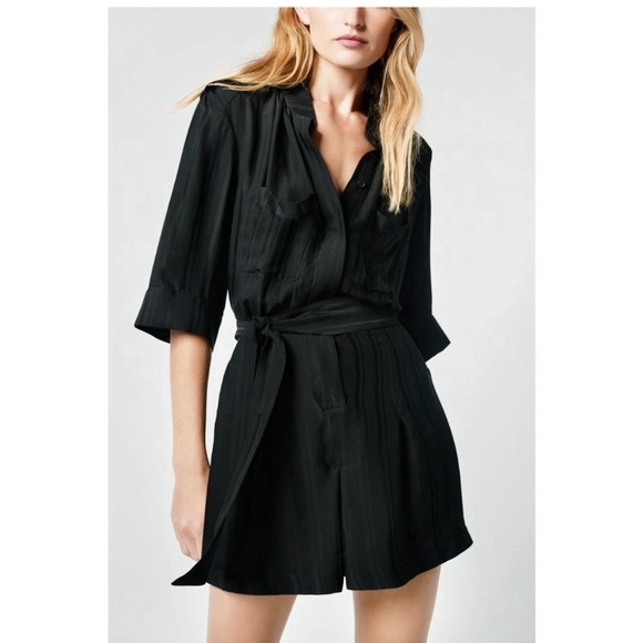 Smythe Utility Mini Romper Belted in Black Shadow Stripe Size XS NWOT - Picture 1 of 6